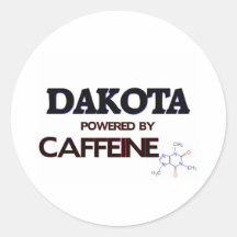Dakota powered by caffeine round sticker