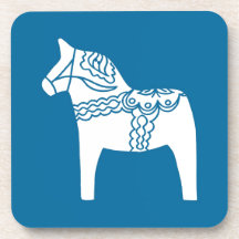 Dala Horse Blue Beverage Coasters