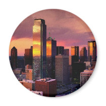 Dallas Skyline at Sunset Fridge Magnet