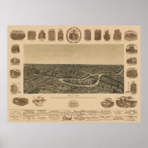 Dallas TX Panoramic Map DIGITALLY REMASTERED