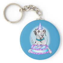 Dalmatian Cake Face Birthday Key Chains