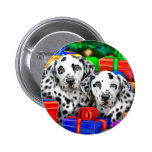 Dalmatian Christmas Open Gifts Pinback Button