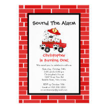 Dalmatian Puppy Fire Truck Birthday Party Custom Announcements