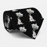 Dalmatian Puppy White Rose Neck Tie