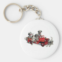 Dalmatian Pups with Fire Truck Key Chains