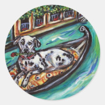 Dalmatian sweetheart in Venice Round Stickers