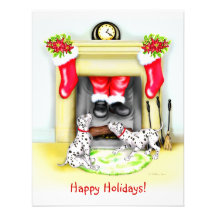 Dalmation Christmas Santa Drops In Personalized Invitation
