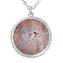 Damaged metal plate with rust texture necklaces