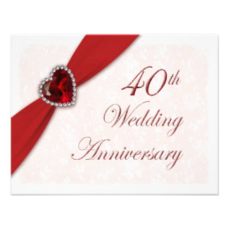 Damask 40th Wedding Anniversary Invitation Damask 40th Wedding Anniversary Invitation