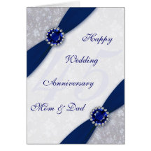Damask 45th Wedding Anniversary Greeting Card
