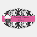 Damask and Cupcake Bakery Box Stickers