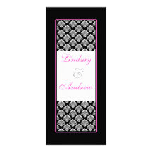 Damask and Hot Pink - Wedding invitation cards