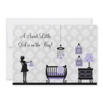 Damask Baby Shower : Purple : Invitation