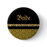 Damask black elegant gold bridal buttons