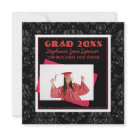 Damask Black & Red Graduation Announcement invitations