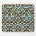 Damask Blue and Brown Mousepad