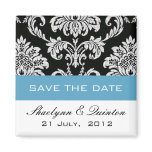 Damask Blue Save the Date Wedding Announcement magnets