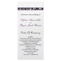 damask border purple Wedding program Personalized Rack Card