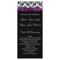 damask border purple Wedding program Custom Rack Card