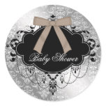 Damask Brown Black Baby Boy Shower Sticker