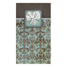 Damask Business Card Jewellery Heart Diamonds