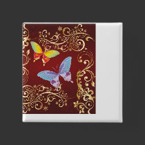 Damask Butterfly Pair Button