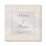 Damask Champagne Ribbon Save The Date Magnet