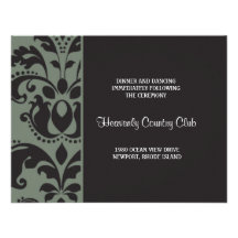 damask charcoal; reception personalised invites