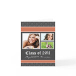 Damask Custom Graduation Announcement (coral) cards
