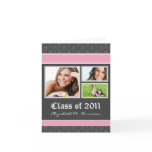 Damask Custom Graduation Announcement (pink) cards