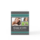 Damask Custom Graduation Announcement (teal) cards