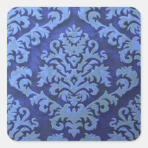 Damask Cut Velvet, Embossed Leaves Square Sticker
