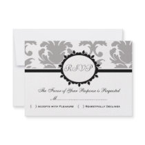 Damask Cute Vintage Elegant Classy RSVP Cards Custom Invites