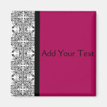 Damask Delight in Cherrystone Red Refrigerator Magnets