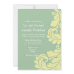 Damask Dew green and lemon Wedding invitation