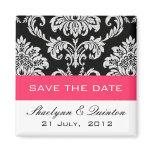 Damask Fuchsia Save the Date Wedding Announcement magnets