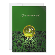 DAMASK GEM STONE MONOGRAM green yellow