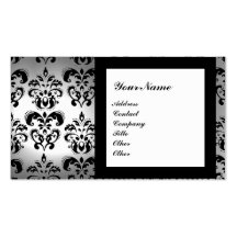 DAMASK GEM STONE MONOGRAM white crystal Business Card Templates
