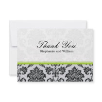 Damask Green Wedding Thank You Card