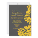 Damask grey and yellow Modern Wedding invitations