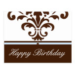 Damask Happy Birthday - Customised Postcard