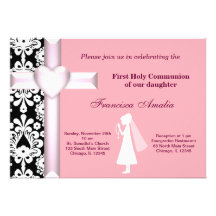 Damask Holy Communion Custom Invitation