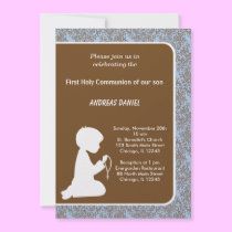 Damask Holy Communion invitations