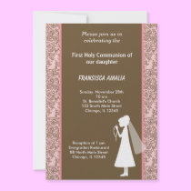 Damask Holy Communion invitations