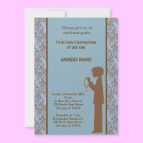 Damask Holy Communion invitations