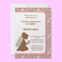 Damask Holy Communion invitations