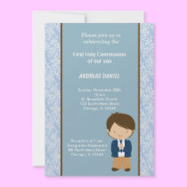 Damask Holy Communion invitations