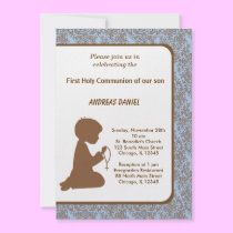 Damask Holy Communion invitations
