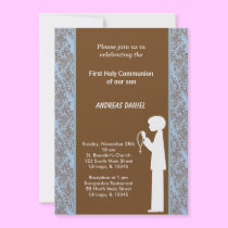 Damask Holy Communion invitations