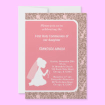 Damask Holy Communion invitations